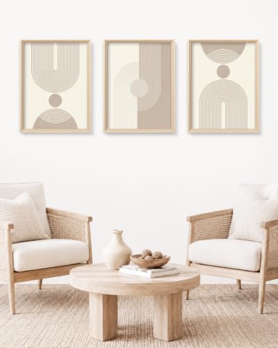 HesenDot Neutral Abstract Framed Wall Art, Modern Geometric Canvas Prints - color: Framed Neutral Geometric, size: 16"L x 12"W