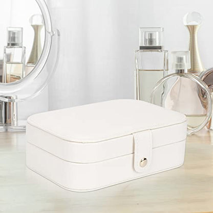Travel Jewelry Box, Jewelry Organizer for Girls Small Jewelry Storage Box - color: white