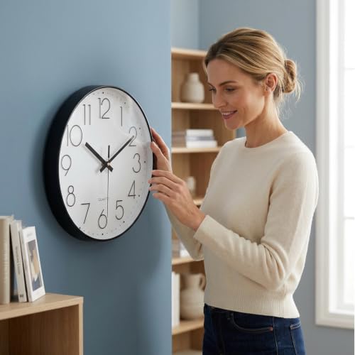 jomparis 10 Inch Black Wall Clock Battery Operated Silent & Non-Ticking Wall Clock Classic Clock for Home,Office,Bedroom, School - color: Black, size: 10 Inch