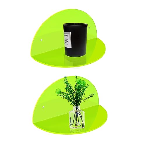 ROYALITA 2-Pack Small Acrylic Shelves Room Decor Floating Shelves, Green - color: Green