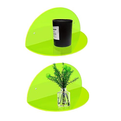 ROYALITA 2-Pack Small Acrylic Shelves Room Decor Floating Shelves, Green - color: Green