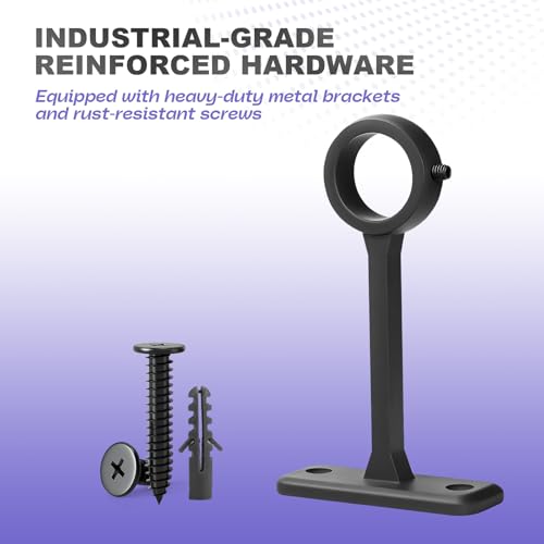 Heavy Duty 1 Inch metal curtain rod Adjustable Steel Curtain Rod for Windows & Room Dividers - Indoor/Outdoor Use, Matte Black (30-86 Inch) - size: 30" - 86"