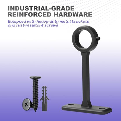 Heavy Duty 1 Inch metal curtain rod Adjustable Steel Curtain Rod for Windows & Room Dividers - Indoor/Outdoor Use, Matte Black (30-86 Inch) - size: 30" - 86"