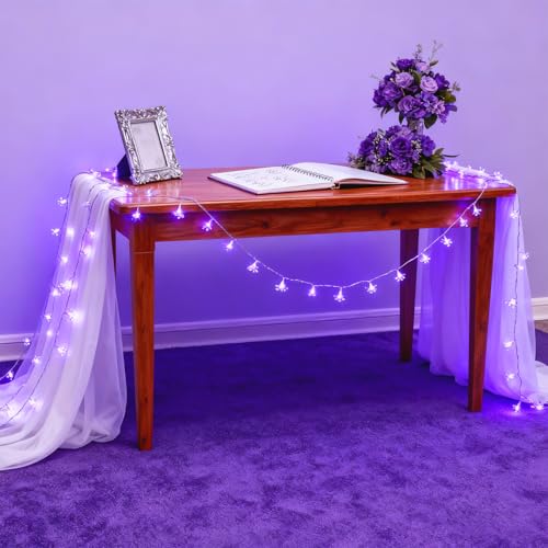 33ft 100 LED Plug in Purple Fairy Cherry Blossom Flower String Lights Decor - color: Purple
