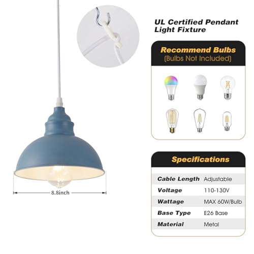 Plug in Pendant Light, 15FT Hanging Lights, On/Off Switch - color: Blue