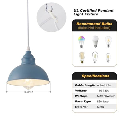 Plug in Pendant Light, 15FT Hanging Lights, On/Off Switch - color: Blue