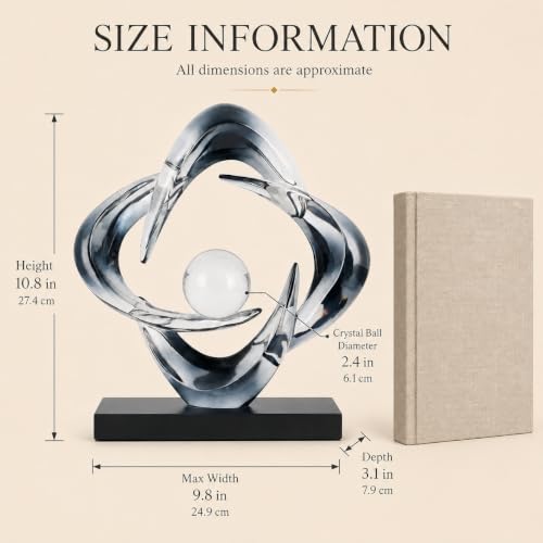 Abstract Art Sculpture, Resin Gold Decorative Statue, Modern White Ornaments for Living Room, Decorativas Modernas for Coffee Table/Entryway/Office Collectibles (Grey) - color: Gray