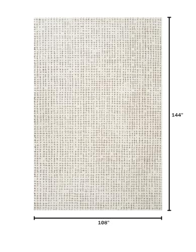 Abani Cream & Brown Area Rug – 9' x 12' – Oliver Collection – Textured Checkered Pattern – Non-Shedding, Easy to Clean – Durable for Living Room, Bedroom, or Office, Pet & Child Friendly - color: Cream/Brown, size: 9' x 12' (Rectangular)