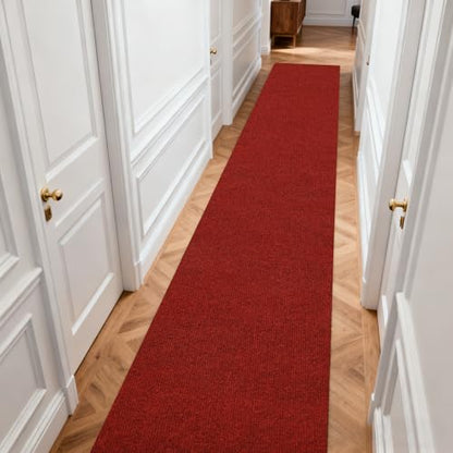 jxgzyy 850GSM Red Runner Rug with Scraper Pile, 3 x 16.5ft - color: Dark Red, size: 2'11" x 16'5" (Rectangular)