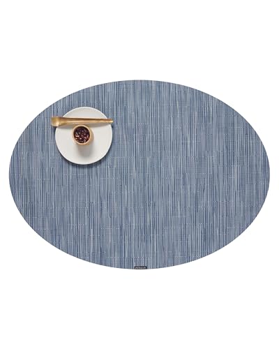 Chilewich Bamboo Placemats Set of 4, Woven Oval Placemats - color: Rain, size: 14"x19.25"