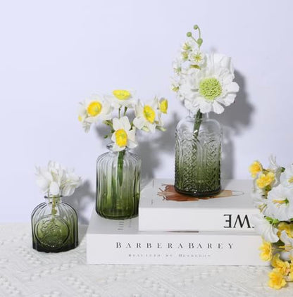 18pcs Green Glass Bud Vase Set, Small Flower Vases for Centerpieces in Bulk - color: Green, size: 18pcs