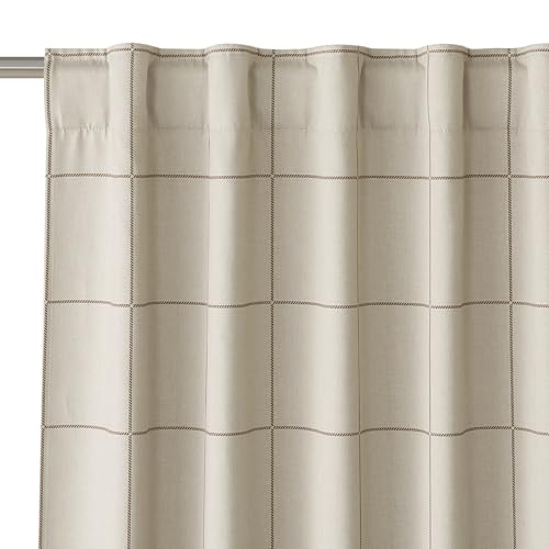 NICETOWN 100% Blackout Taupe Plaid Curtains for Bedroom, W52xL90, 2 Panels - color: Taupe, size: 52"W x 90"L (Pack of 2)