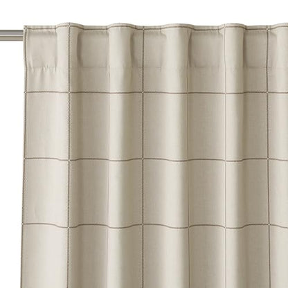 NICETOWN 100% Blackout Taupe Plaid Curtains for Bedroom, W52xL90, 2 Panels - color: Taupe, size: 52"W x 90"L (Pack of 2)
