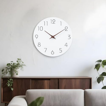Mosewa Wall Clock 10" Silent Non-Ticking Battery Operated Modern Simple - color: A_white, size: 10 Inch