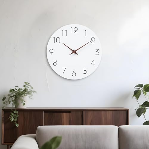 Mosewa Wall Clock 12" Modern Battery Operated Silent Simple(White) - color: A_white, size: 12 Inch