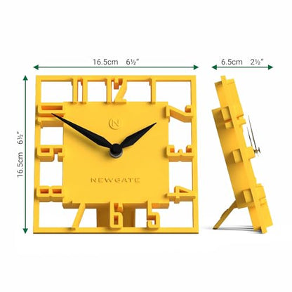 NEWGATE® Highline Desk Clock | Square Skeleton Clock | Yellow - color: Citrus Yellow