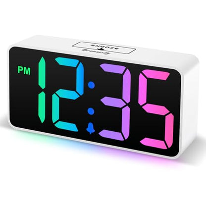 DreamSky Small Digital Alarm Clock for Bedroom, RGB Desk Clock for Kid Girl - color: White Case Rgb Digits