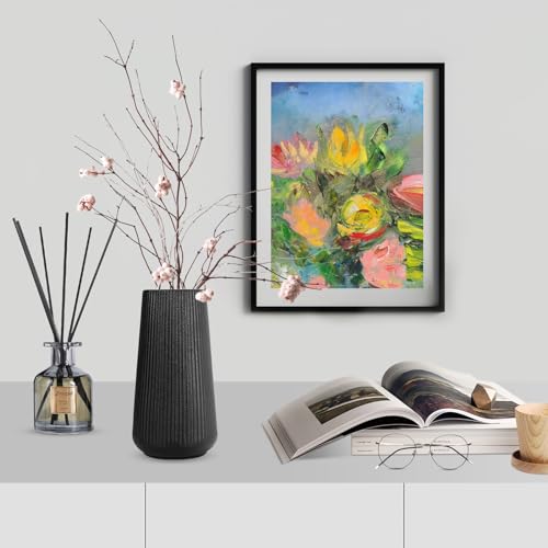 Matte Black Ceramic Vase, GUKJOB Small Cute Flower Vase for Pampas Grass, Home, Living Room, Dining Table, Farmhouse, Office Decor, Bedroom, Table, and Kitchen Shelf (Matte Black) - color: Small Matte Black - 1pc