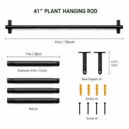 Window Plant Hanger, 41 Inch Heavy Duty Hanging Plant Rod - size: 41in-pole-1Pack