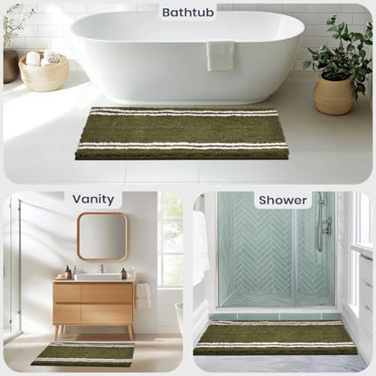 PURRUGS Bathroom Runner Rug, Bath Mat, 24" x 60", Olive Green - color: Olive Green, size: 24" X 60"