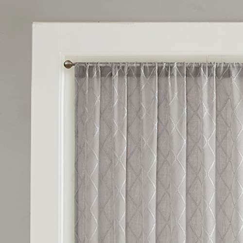 Madison Park Embroidered Diamond Irina Sheer Curtain, 50x84 Grey - color: Grey, size: 50"W x 84"L (Pack of 1)