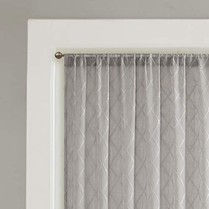 Madison Park Embroidered Diamond Irina Sheer Curtain, 50x84 Grey - color: Grey, size: 50"W x 84"L (Pack of 1)