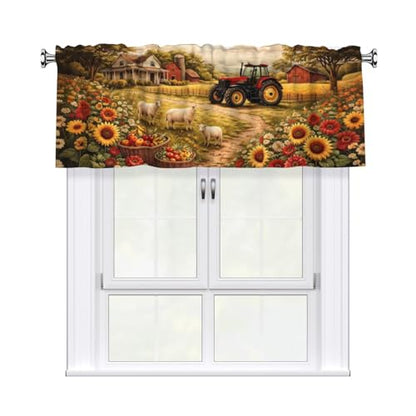 Farm Curtain Valance 54x18 Inches Window Treatment Rod Pocket Valance for Kitchen Bathroom Bedroom - color: Farm