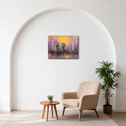 Halioyo Raccoon Canvas Wall Art Print, Cute Raccoon Poster(12x16 Inch) - color: Painting-01, size: 16"L x 12"W