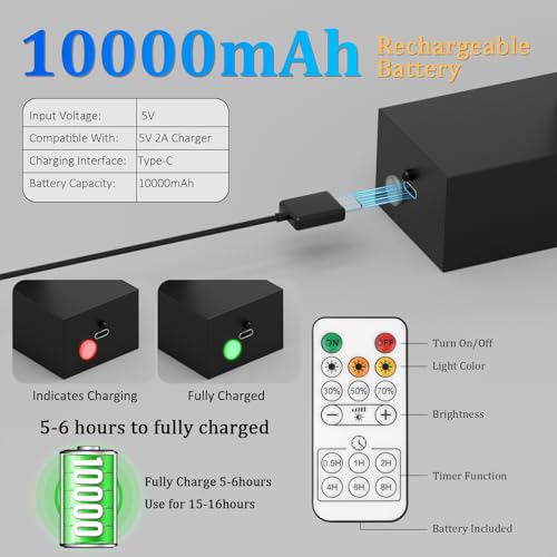 Battery Operated Picture Light15.5Inch with Remote,10000mAh Rechargeable Wireless Picture Light for Wall 3CCT Dimmable Frame Lights for Gallery Painting - color: Black