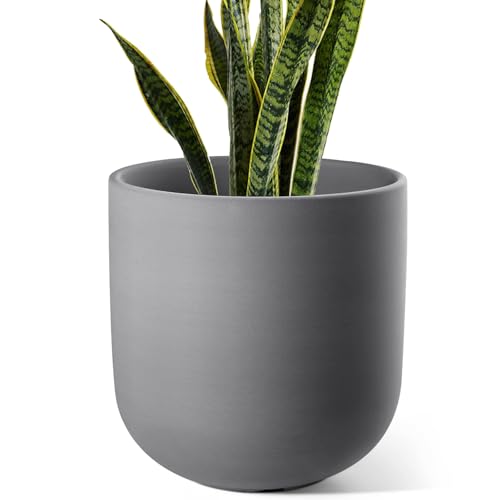 LE TAUCI 10 Inch Plant Pot, Ceramic Pots for Plants, Charcoal Gray - color: Charcoal Gray, size: 10"