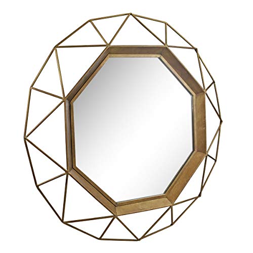 Stonebriar Decorative Antique Gold 28.3" Geometric Metal Wire Frame Hanging Wall Mirror with Mounting Brackets, Modern Decor for the Living Room, Bedroom, Bathroom, Hallway, and Entryway - color: Gold