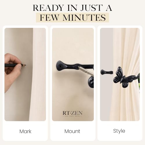 RTZEN Metal Curtain Tiebacks, Drapery Holders for Wall, 2 Pcs - size: Medium, style: Butterfly