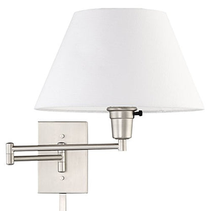 Kira Home Cambridge 15" Modern Swing Arm Wall Sconce with 3-Way Switch - color: Brushed Nickel,White Shade