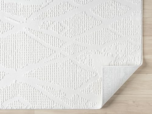 2x7 Cream Modern Geometric Area Rug for Living Room, Bedroom - color: 1003 - Cream, size: 2' x 7' (Rectangular)