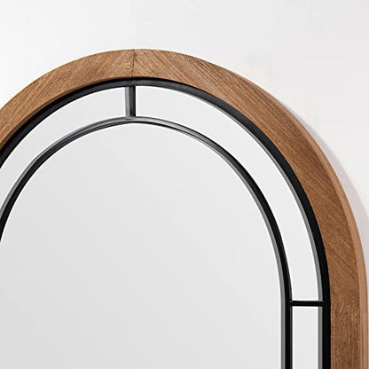 blue page Arched Wall Mirror 36x24 Inch Rustic Wood Frame, Arch Brown - color: Arch Brown