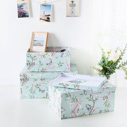 Soul & Lane - Butterfly Photo Storage Boxes with Lids, Set of 3 - color: Butterflies in Flight