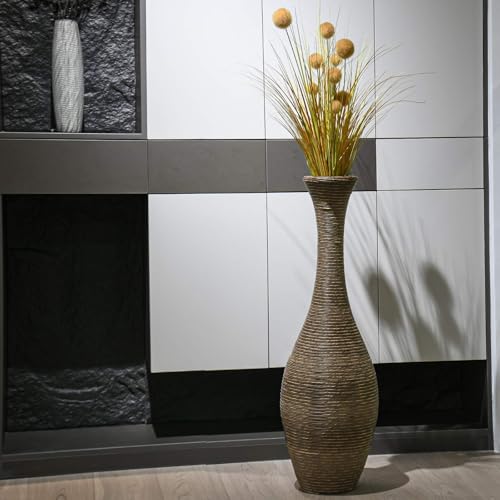 39" Tall Floor Vase, Artificial Rattan Elegant Decorative Vase for Home Decor, Ideal for Living Room or Office, Stylish Interior Accent with Unique Textured Design