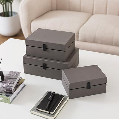 Soul & Lane - Decorative Storage Boxes with Lids, Set of 3, Graphite Grey