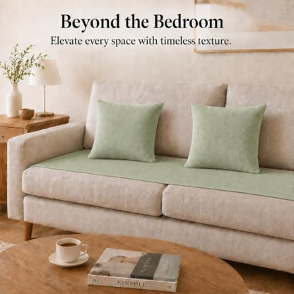 Solid Bed Runner Set,2 Pillow Covers,Sage Green,70.9x19.7in - color: Sage Green, size: Twin/Twin XL