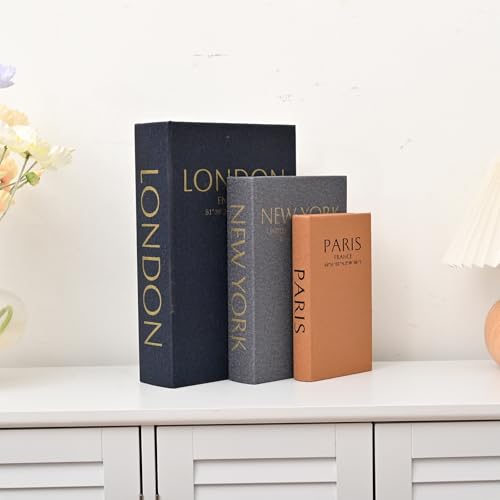 Decorative Book Boxes with Hidden Storage, Set of 3Faux Book Decor