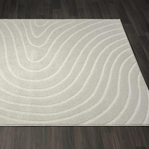 LUXE WEAVERS Modern Geometric Wave Gray 2x8 Area Rug - color: Grey, size: 2' x 8' (Runner)