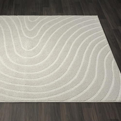 LUXE WEAVERS Modern Geometric Wave Gray 6x9 Area Rug - color: Grey, size: 6' x 9' (Rectangular)