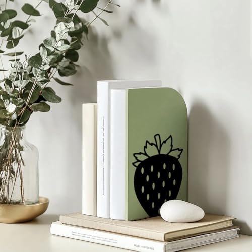 Peacoblue 5.3"x4.3"x6.1" Metal Bookends, Heavy Duty Book Ends for Shelves - style: Strawberry