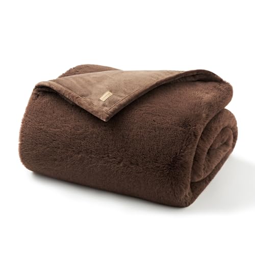 EverGrace Faux Chinchilla Fur Throw Blanket, 60"x80", Chestnut Mink - color: Chestnut Mink, size: 60"x80"