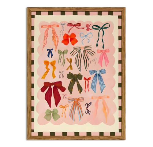 Framed Pink Wall Art, Coquette Colorful Bow Pictures Wall Decor, Trendy Preppy Paintings Canvas Prints Girly Home Decor Aesthetic for Girls Living Room Bedroom Dorm 16x24 inch - color: Colorful Bow, size: 24"L x 16"W