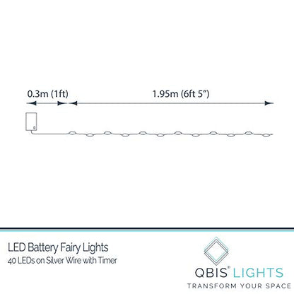 QBIS Warm White Christmas Lights Battery Operated, 40 Micro LEDs 6.5ft - size: 1PK-40 Warm White