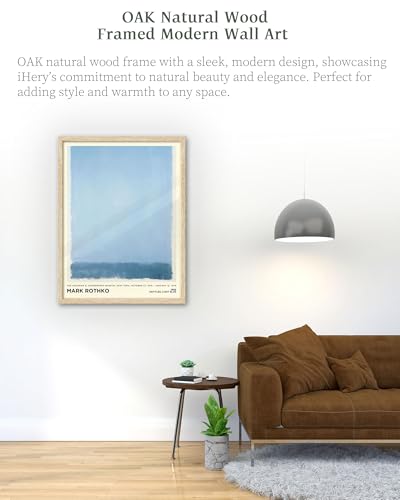 iHery 16x20in Natural OAK Wood Framed Light Blue Abstract Wall Art - color: OAK Framed Rothko Blue, size: 20"L x 16"W
