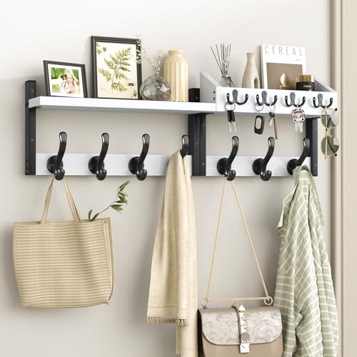 Evermagin 29" Coat Rack Wall Mount with Shelf for Entryway, White - color: White, size: 29 inch
