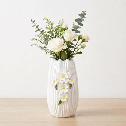 White Vase, Modern Ceramic Vases for Centerpieces,9 Inch - color: White and Yellow, size: 9 inch