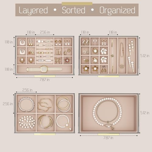 FOLLOWIN Jewelry Box for Women, 4 Drawers Jewelry Organizers and Storage